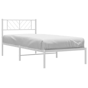 vidaXL Metal Bed Frame with Headboard White 39.4"x74.8" Twin-1