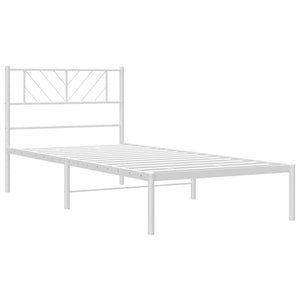 vidaXL Metal Bed Frame with Headboard White 39.4"x74.8" Twin-2