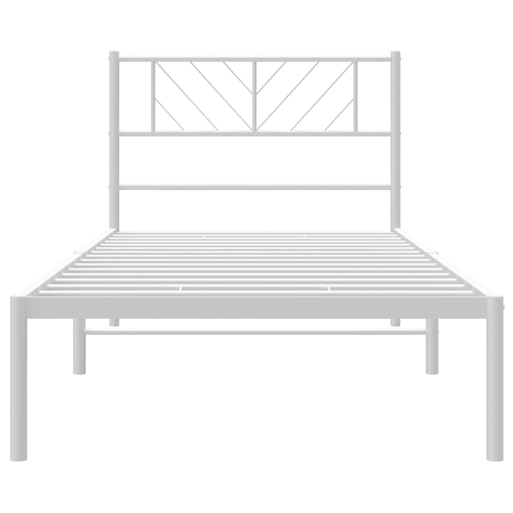 vidaXL Metal Bed Frame with Headboard White 39.4"x74.8" Twin-3