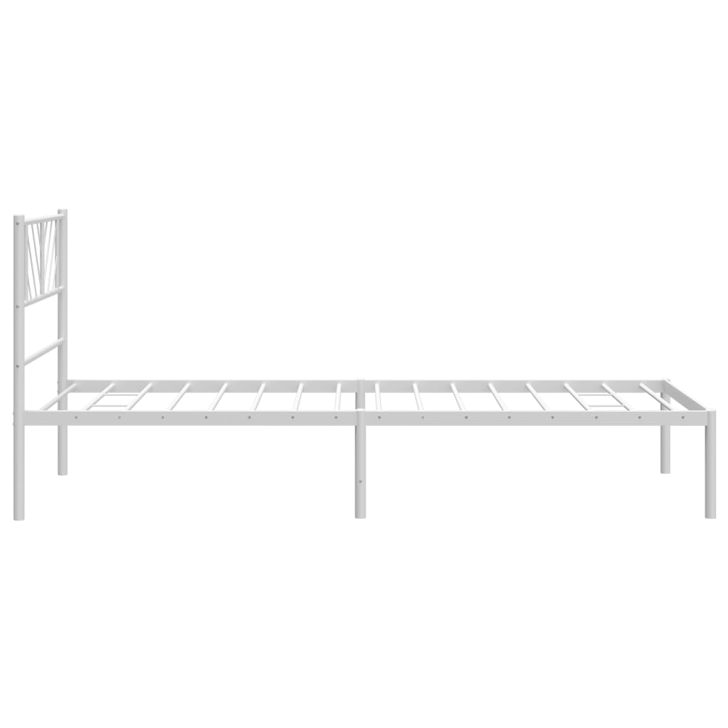 vidaXL Metal Bed Frame with Headboard White 39.4"x74.8" Twin-4