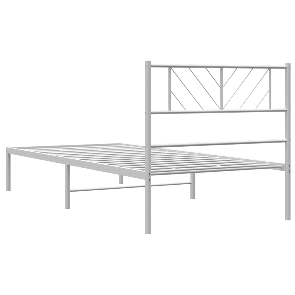 vidaXL Metal Bed Frame with Headboard White 39.4"x78.7"-5