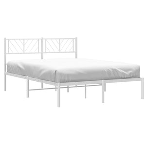 vidaXL Metal Bed Frame with Headboard White 53.1"x74.8"-1