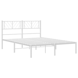 vidaXL Metal Bed Frame with Headboard White 53.1"x74.8"-2