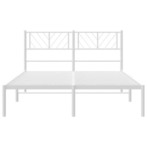 vidaXL Metal Bed Frame with Headboard White 53.1"x74.8"-3