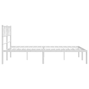 vidaXL Metal Bed Frame with Headboard White 53.1"x74.8"-4