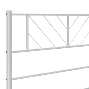 vidaXL Metal Bed Frame with Headboard White 53.1"x74.8"-6