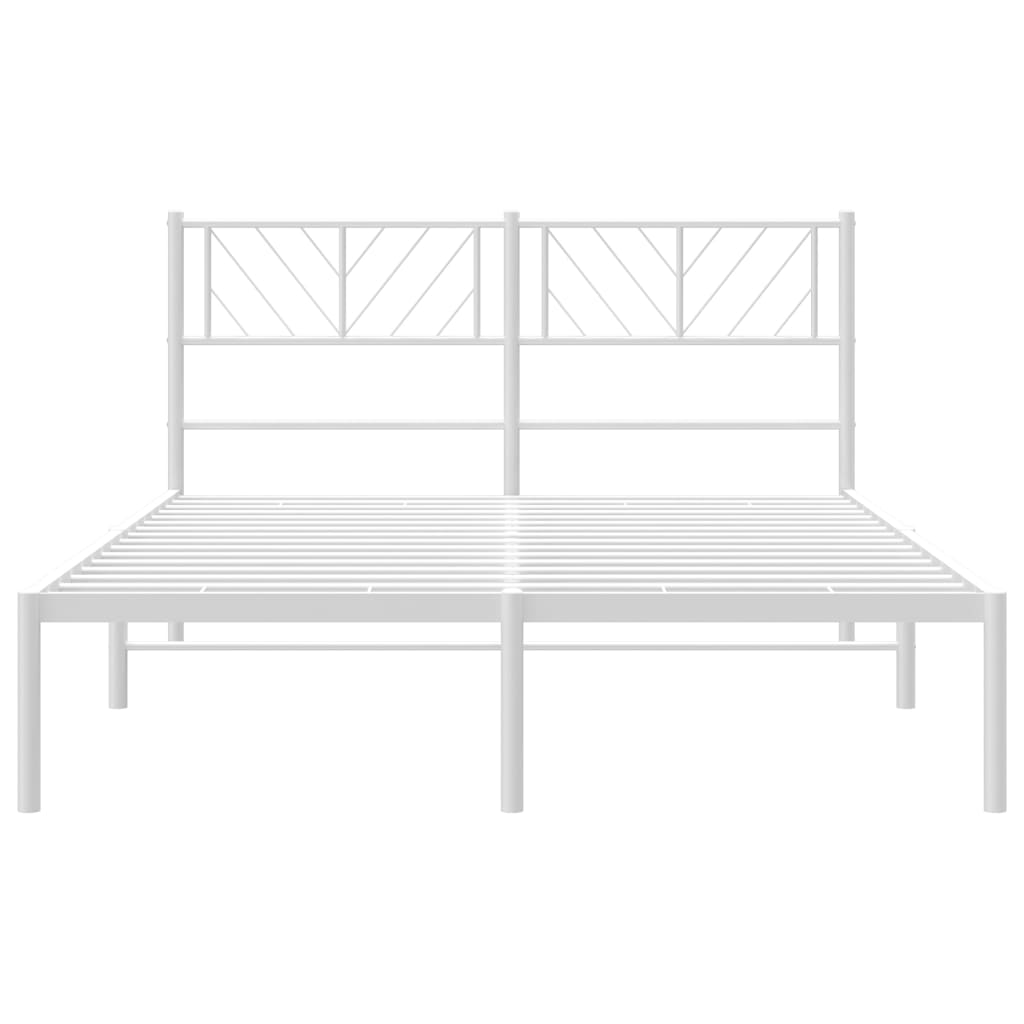 vidaXL Metal Bed Frame with Headboard White 59.1"x78.7"-3