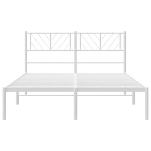 vidaXL Metal Bed Frame with Headboard White 59.1"x78.7"-3