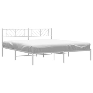 vidaXL Metal Bed Frame with Headboard White 72"x83.9" California King-1