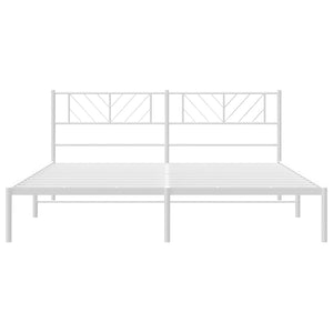 vidaXL Metal Bed Frame with Headboard White 72"x83.9" California King-2