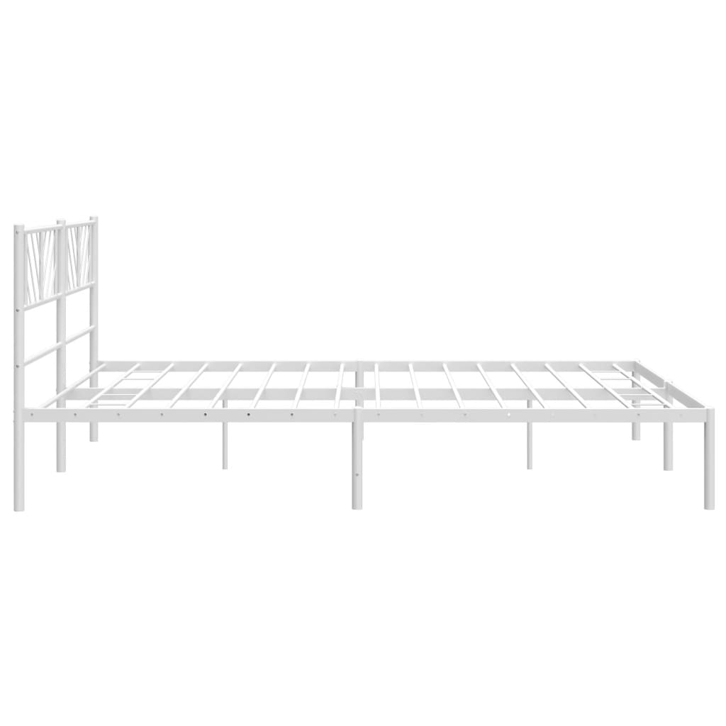 vidaXL Metal Bed Frame with Headboard White 72"x83.9" California King-3