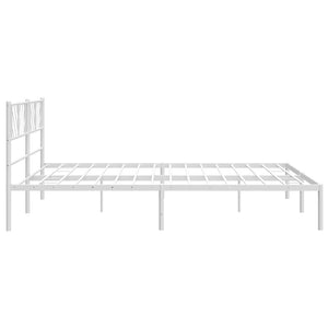 vidaXL Metal Bed Frame with Headboard White 72"x83.9" California King-3