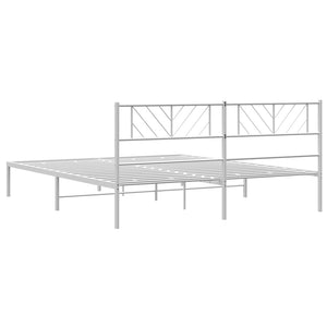 vidaXL Metal Bed Frame with Headboard White 72"x83.9" California King-4