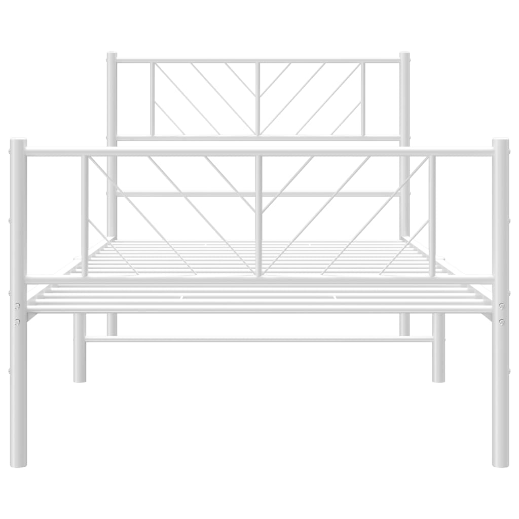 vidaXL Metal Bed Frame with Headboard and Footboard White 39.4"x78.7"-3