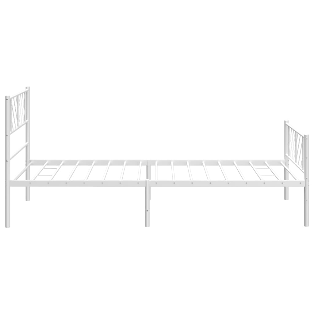 vidaXL Metal Bed Frame with Headboard and Footboard White 39.4"x78.7"-4