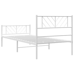 vidaXL Metal Bed Frame with Headboard and Footboard White 39.4"x78.7"-5