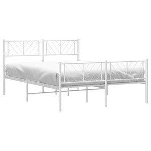 vidaXL Metal Bed Frame with Headboard and Footboard White 53.1"x74.8"-1