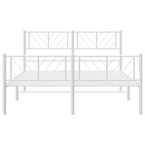 vidaXL Metal Bed Frame with Headboard and Footboard White 53.1"x74.8"-3