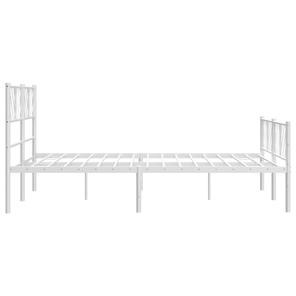 vidaXL Metal Bed Frame with Headboard and Footboard White 53.1"x74.8"-4