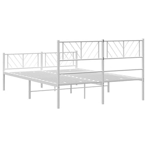 vidaXL Metal Bed Frame with Headboard and Footboard White 53.1"x74.8"-5