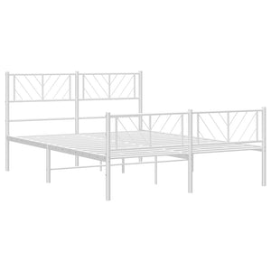 vidaXL Metal Bed Frame with Headboard and Footboard White 59.1"x78.7"-2