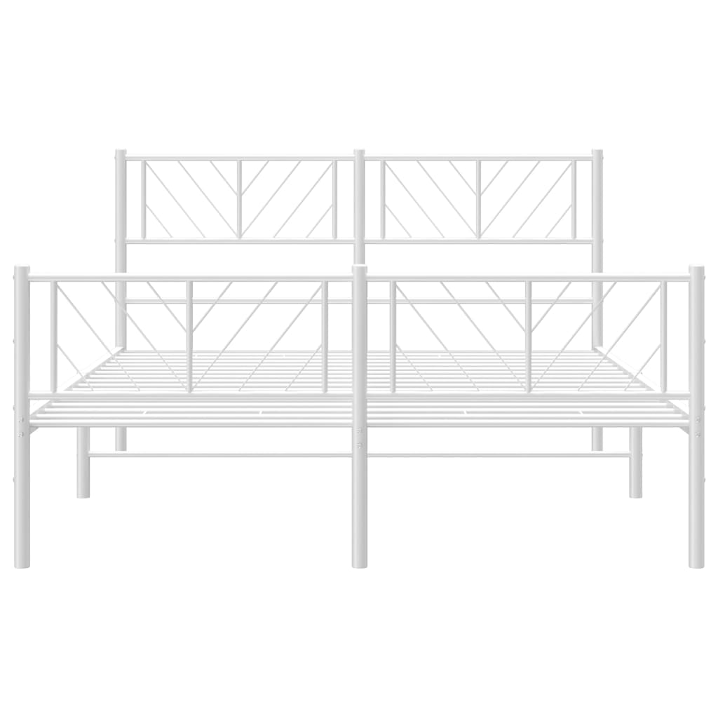 vidaXL Metal Bed Frame with Headboard and Footboard White 59.1"x78.7"-3