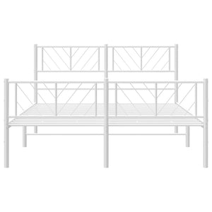 vidaXL Metal Bed Frame with Headboard and Footboard White 59.1"x78.7"-3