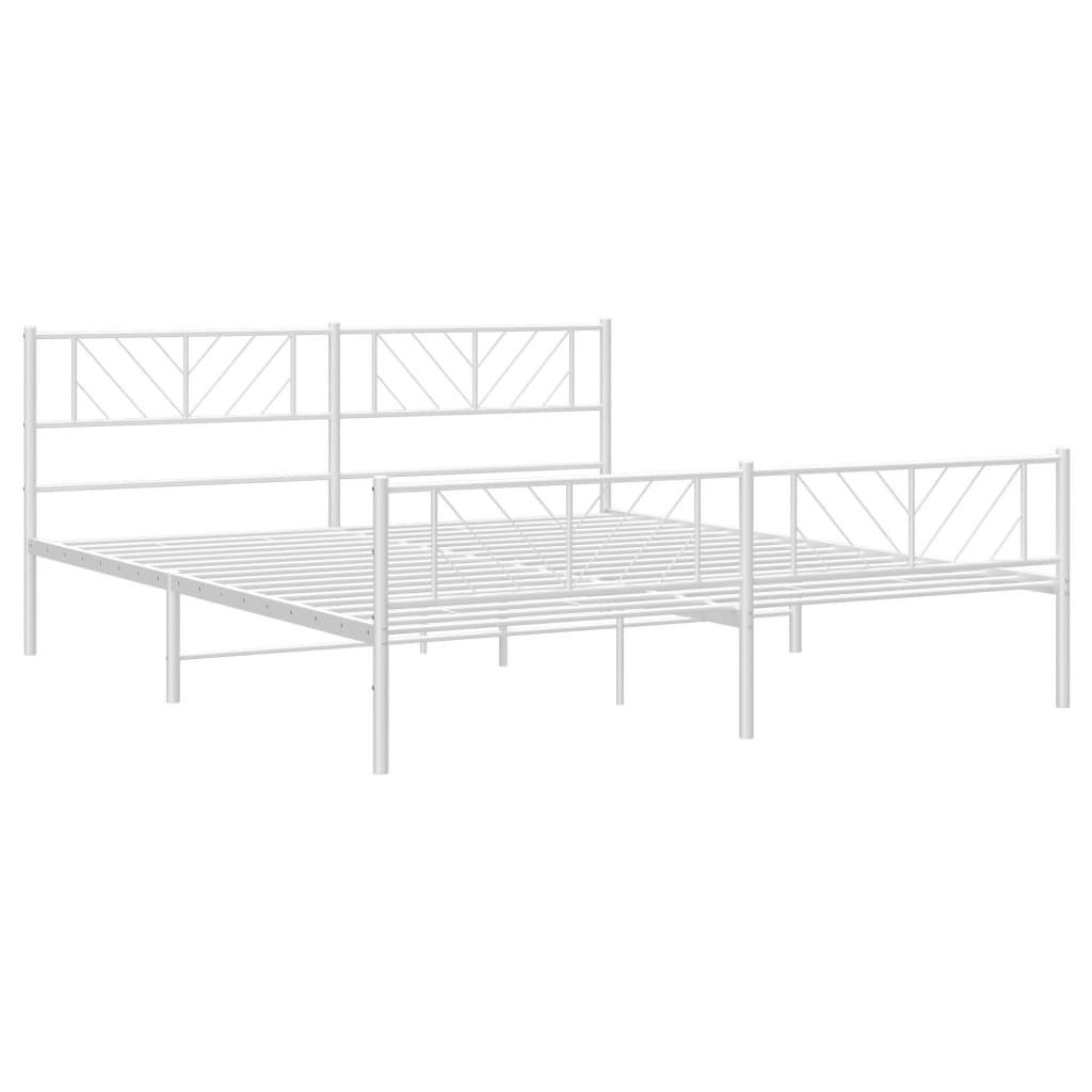 vidaXL Metal Bed Frame with Headboard&Footboard White 72"x83.9" California King-2