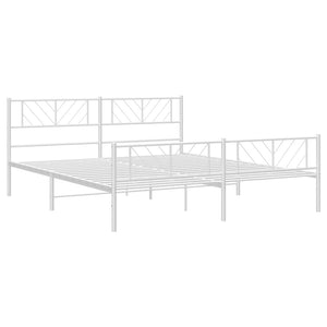 vidaXL Metal Bed Frame with Headboard&Footboard White 72"x83.9" California King-2