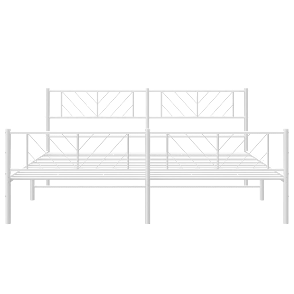 vidaXL Metal Bed Frame with Headboard&Footboard White 72"x83.9" California King-3