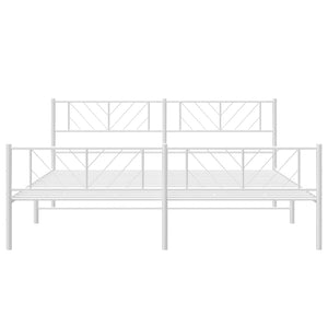 vidaXL Metal Bed Frame with Headboard&Footboard White 72"x83.9" California King-3