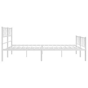 vidaXL Metal Bed Frame with Headboard&Footboard White 72"x83.9" California King-4