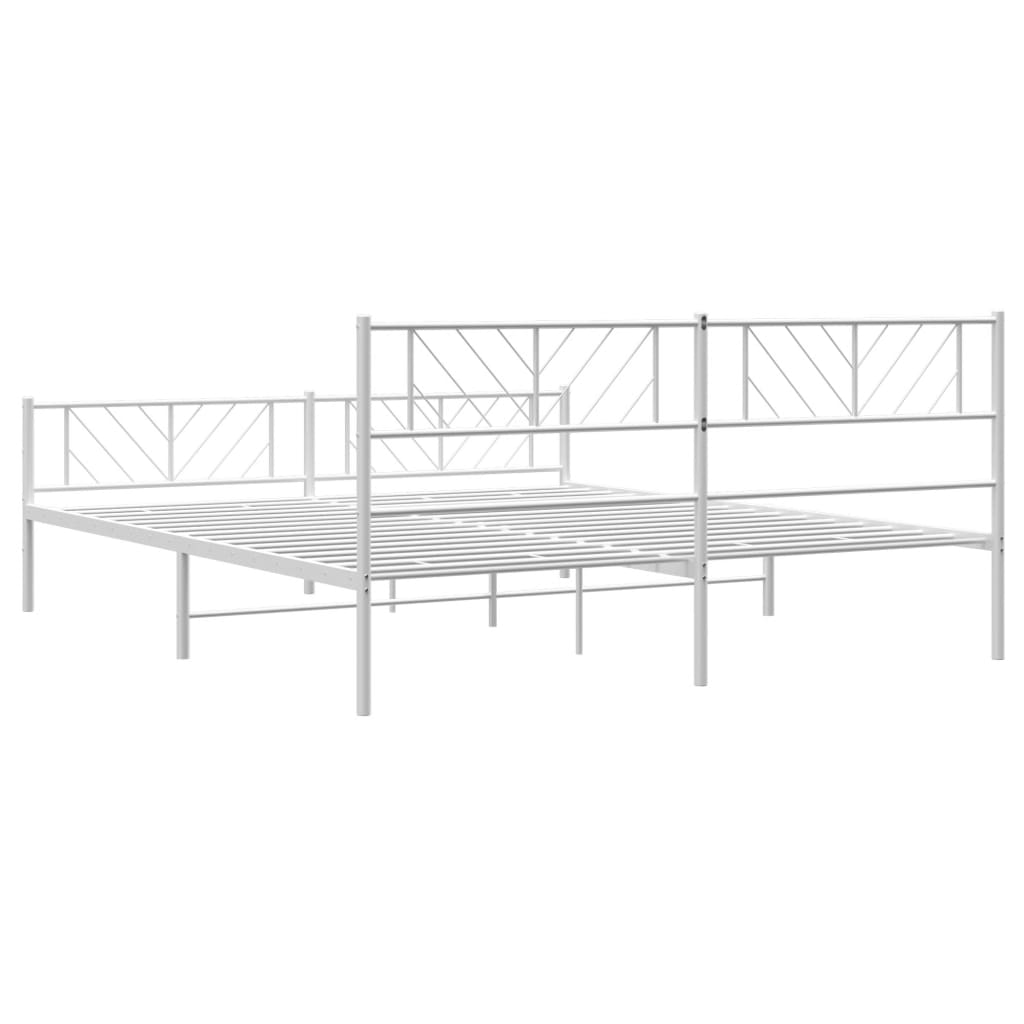 vidaXL Metal Bed Frame with Headboard&Footboard White 72"x83.9" California King-5