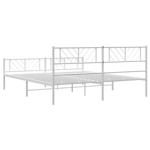 vidaXL Metal Bed Frame with Headboard&Footboard White 72"x83.9" California King-5