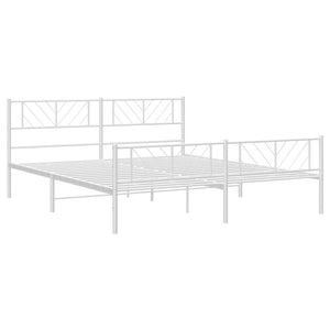 vidaXL Metal Bed Frame with Headboard and Footboard White 76"x79.9" King-2