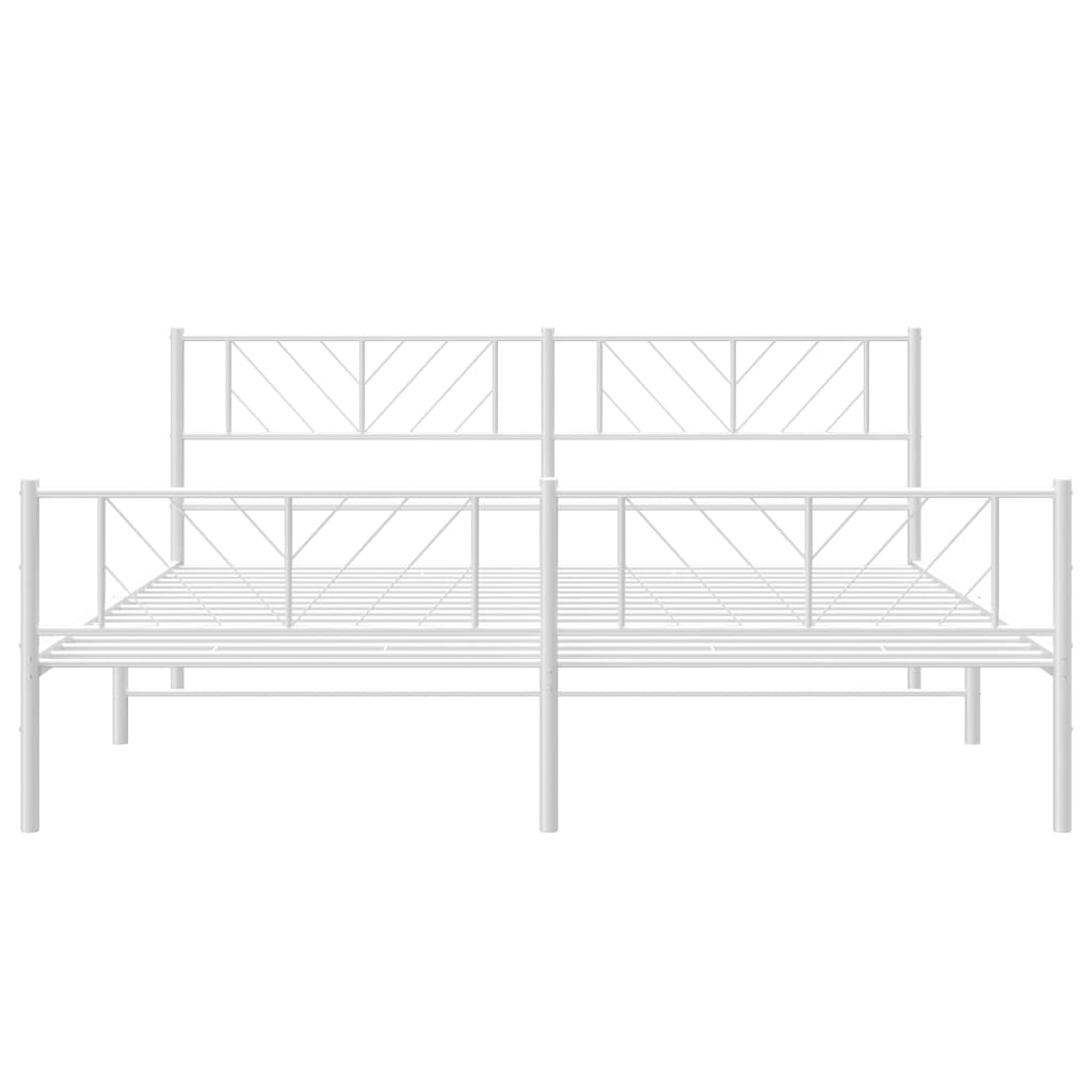 vidaXL Metal Bed Frame with Headboard and Footboard White 76"x79.9" King-3