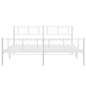 vidaXL Metal Bed Frame with Headboard and Footboard White 76"x79.9" King-3