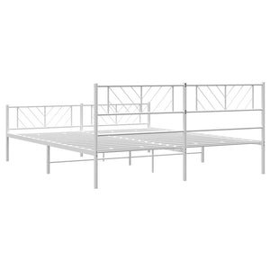 vidaXL Metal Bed Frame with Headboard and Footboard White 76"x79.9" King-5