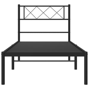 vidaXL Metal Bed Frame with Headboard Black 39.4"x74.8" Twin-2