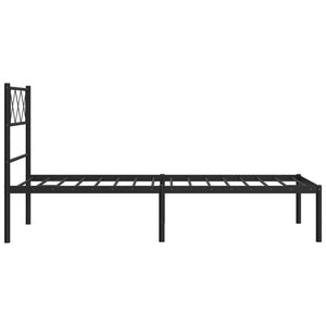 vidaXL Metal Bed Frame with Headboard Black 39.4"x74.8" Twin-4