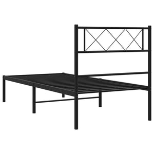 vidaXL Metal Bed Frame with Headboard Black 39.4"x74.8" Twin-5