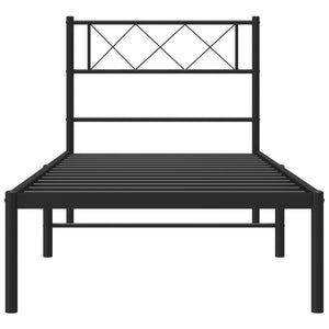 vidaXL Metal Bed Frame with Headboard Black 39.4"x78.7"-2