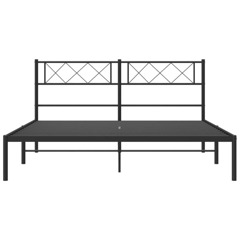 vidaXL Metal Bed Frame with Headboard Black 53.1"x74.8"-2