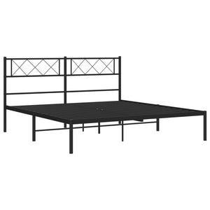 vidaXL Metal Bed Frame with Headboard Black 53.1"x74.8"-3