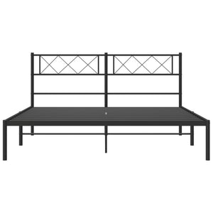 vidaXL Metal Bed Frame with Headboard Black 59.1"x78.7"-2