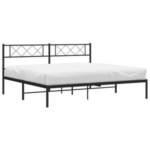 vidaXL Metal Bed Frame with Headboard Black 72"x83.9" California King-1