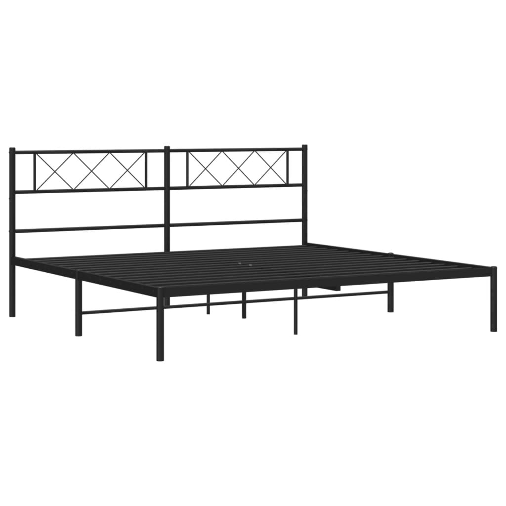 vidaXL Metal Bed Frame with Headboard Black 72"x83.9" California King-3