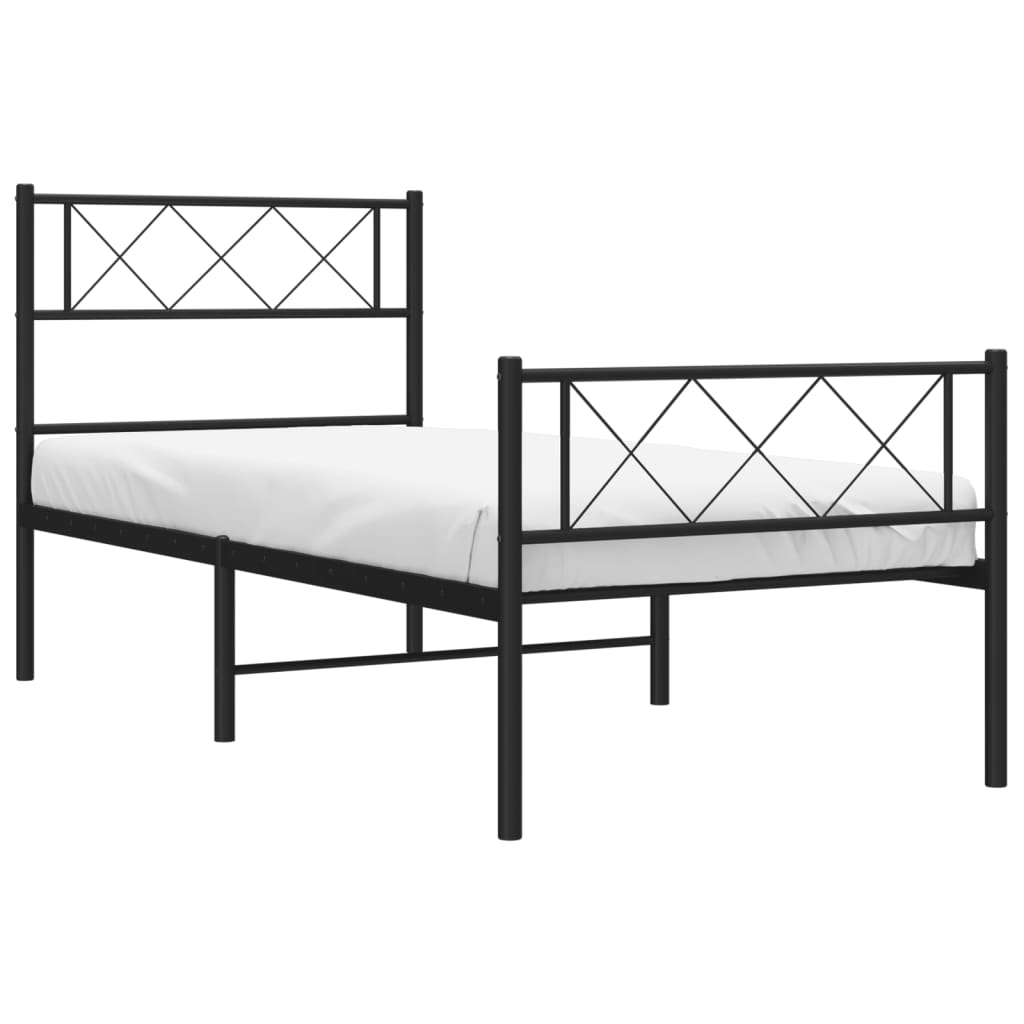 vidaXL Metal Bed Frame with Headboard and Footboard Black 39.4"x74.8" Twin-1