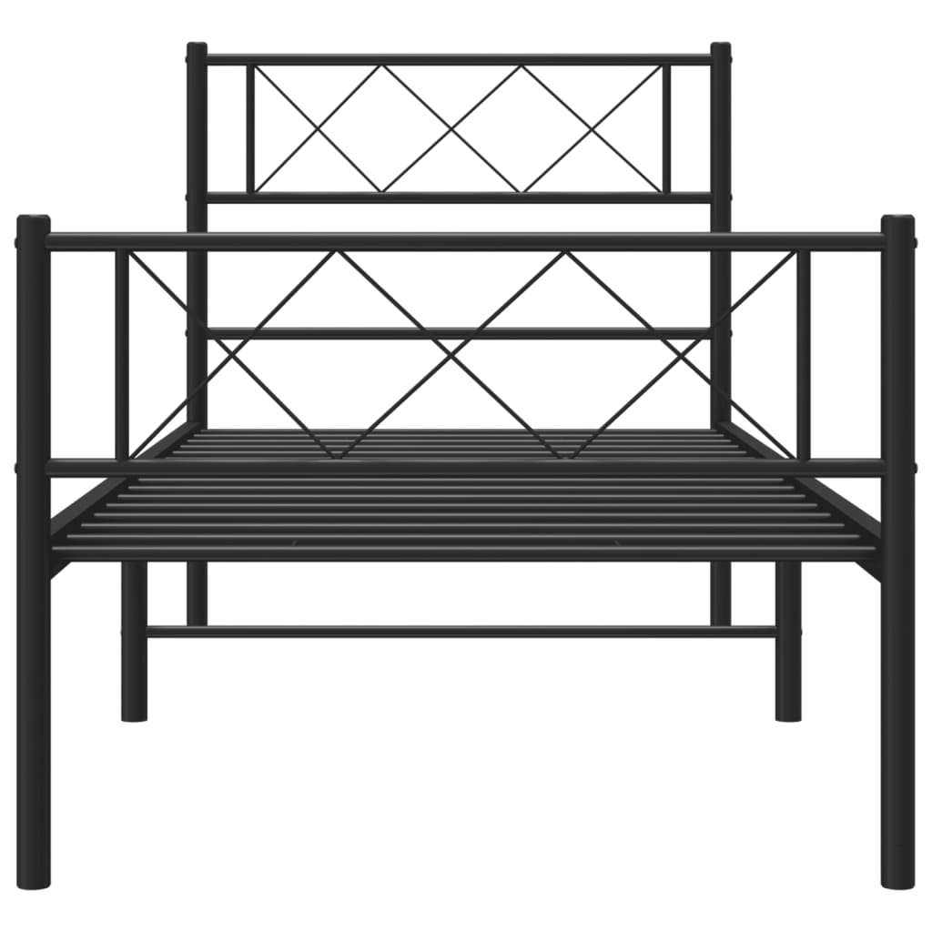 vidaXL Metal Bed Frame with Headboard and Footboard Black 39.4"x74.8" Twin-2