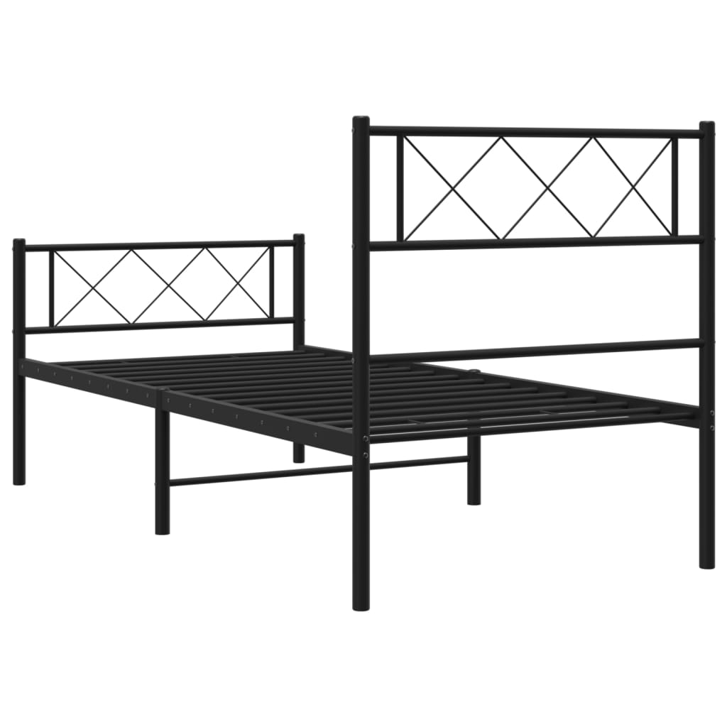 vidaXL Metal Bed Frame with Headboard and Footboard Black 39.4"x74.8" Twin-5